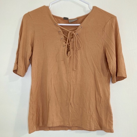 Peach Vero Moda Ribbed Lace Up Top - Picture 1 of 1